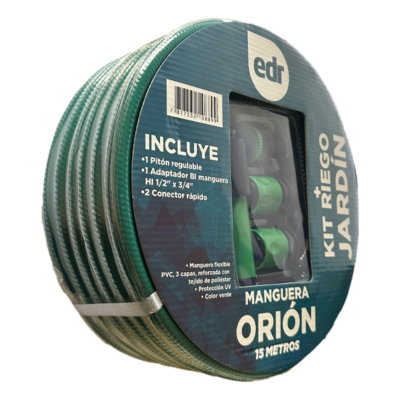 KIT PITON CON MANGUERA ORION 1/2" VERDE - ROLLO 20 M